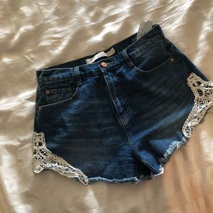 Zara lace denim shorts